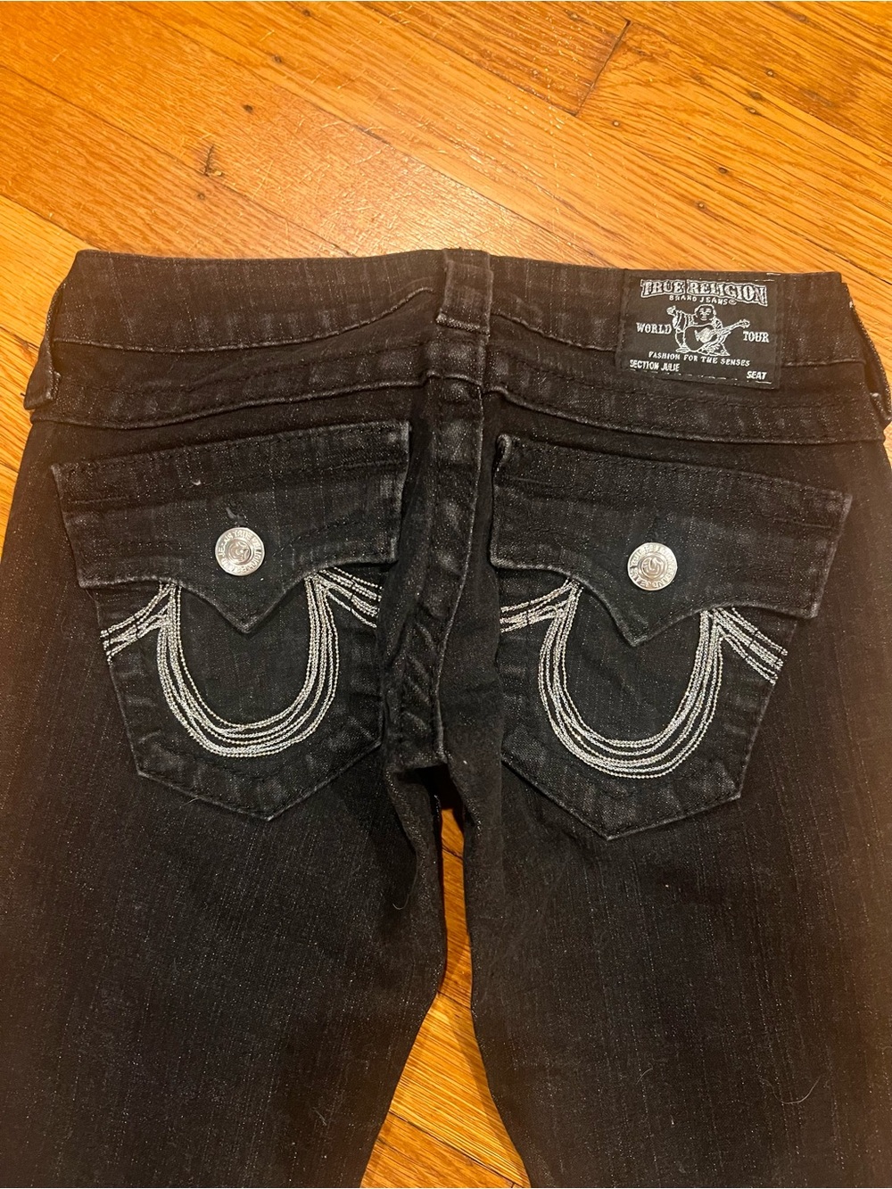 Vintage True Religion Julie Skinny Black Denim Jeans with Silver — Size 24